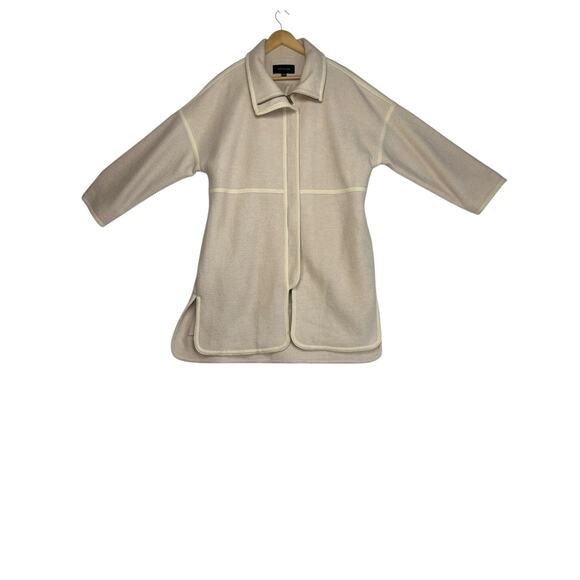 $189 Ann Taylor Wool Blend Zip Up Coat Women's Size Large Ivory - Picture 1 of 7